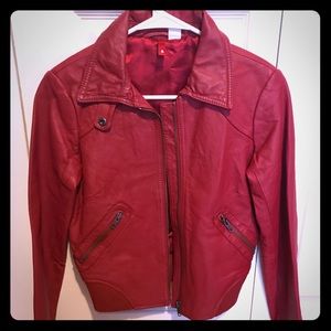 Red 100% leather H&M jacket
